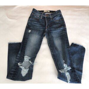 Madewell dark wash, distressed 9" Hi-Rise  skinny jeans Size 24
